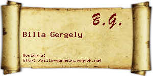 Billa Gergely névjegykártya